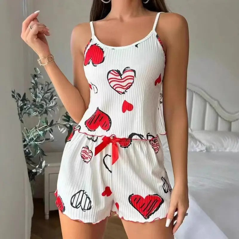 2PC Cherry Ruffle Lounge Set
