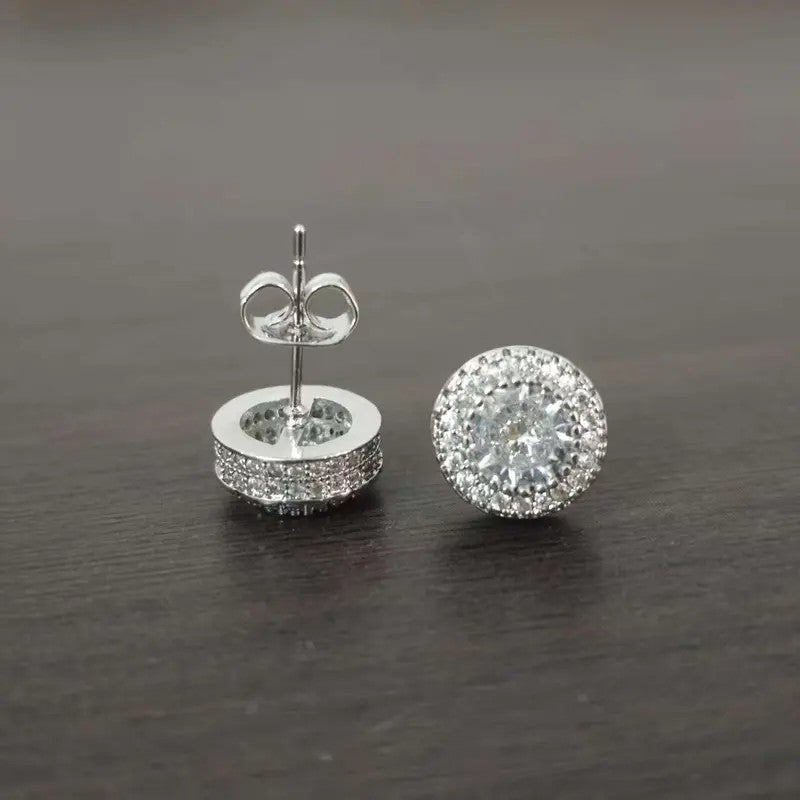 18k Elegant Halo Stud Earrings