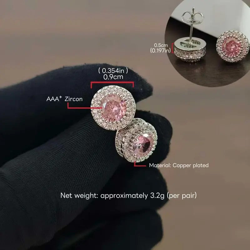18k Elegant Halo Stud Earrings
