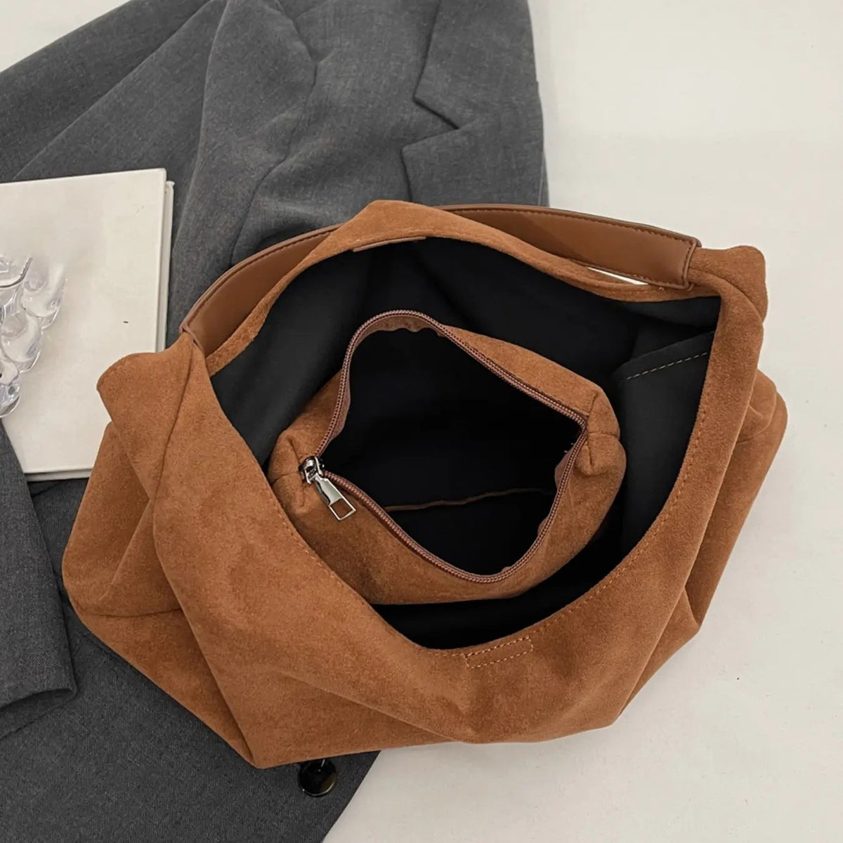 Suede Cherry Shoulder Bag