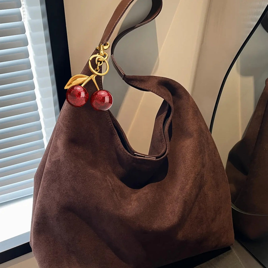 Suede Cherry Shoulder Bag