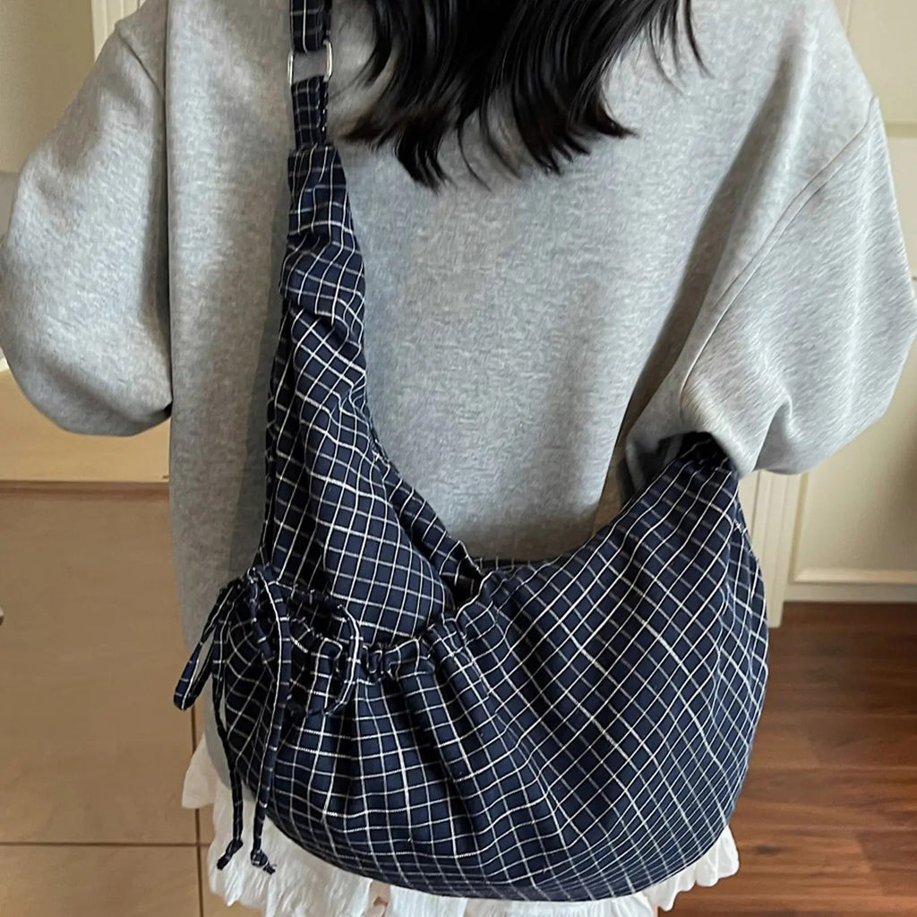 Minimal Plaid Shoulder Bag