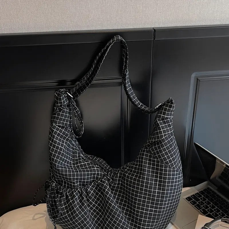 Minimal Plaid Shoulder Bag