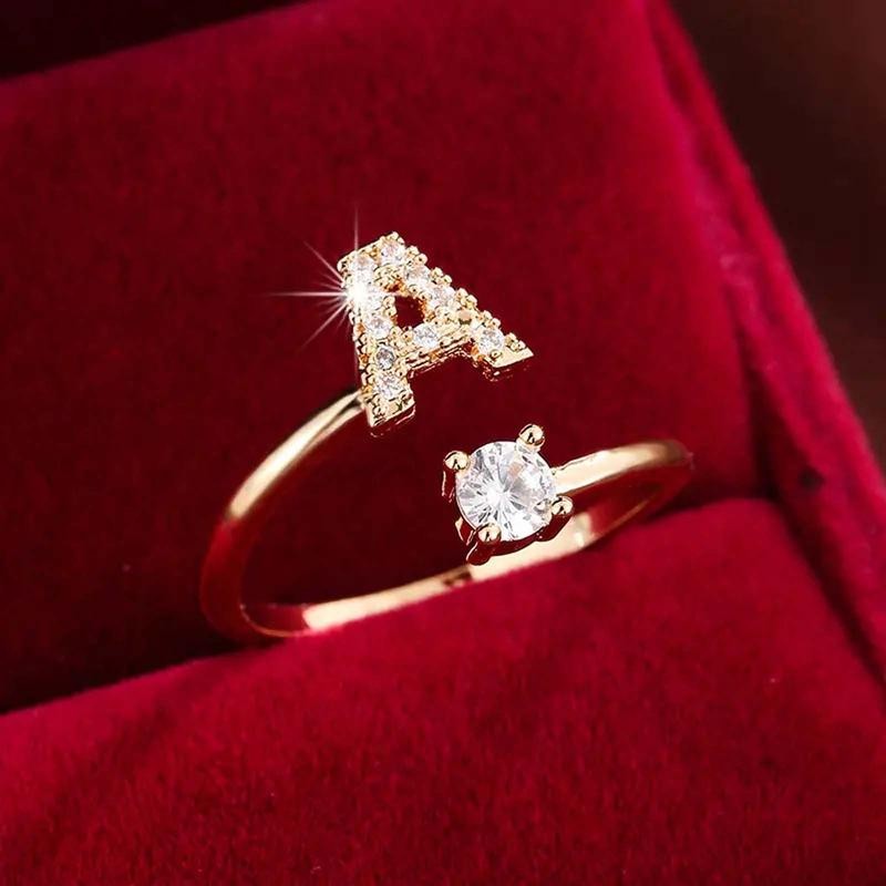 18k Dainty Initial Ring