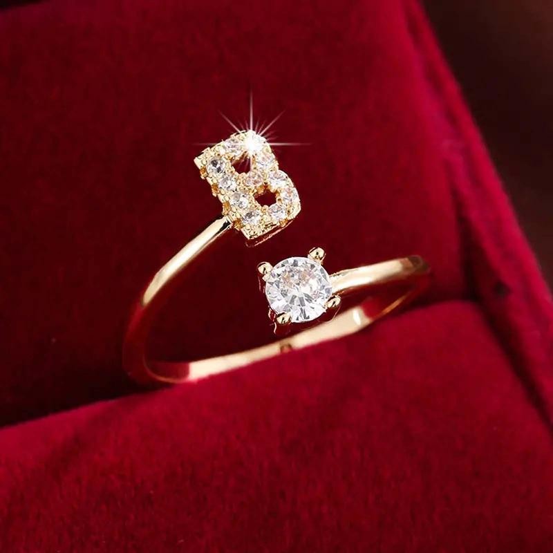 18k Dainty Initial Ring