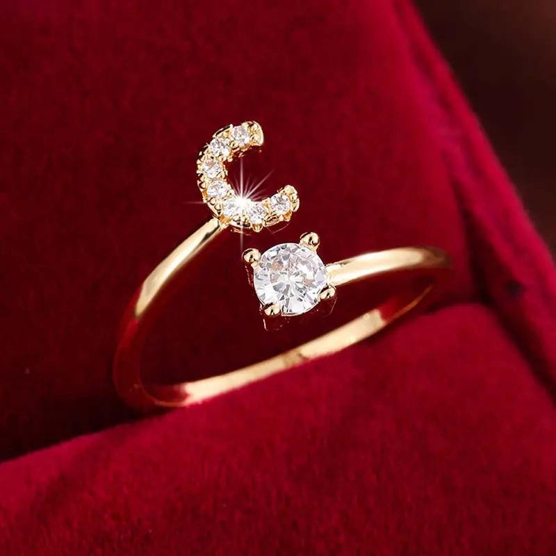 18k Dainty Initial Ring