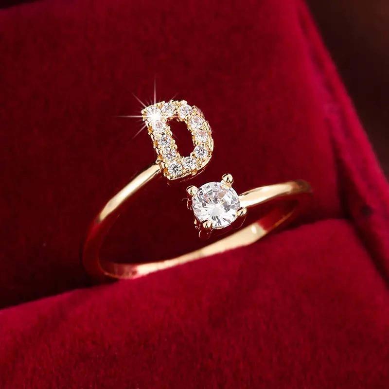 18k Dainty Initial Ring