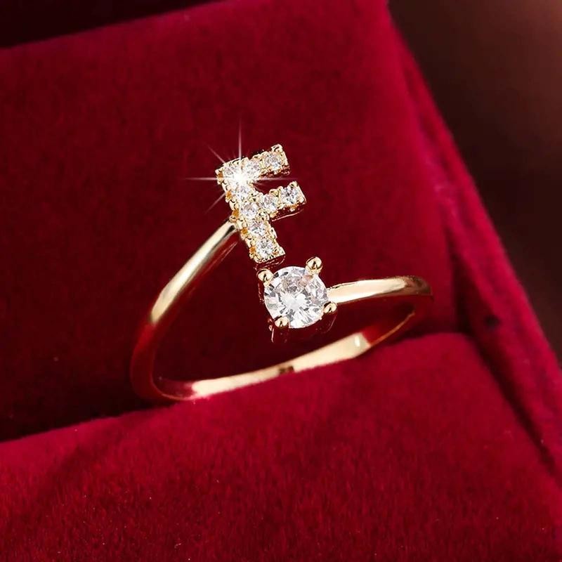 18k Dainty Initial Ring