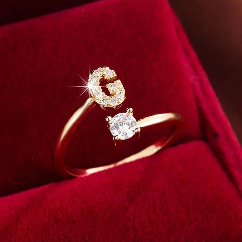 18k Dainty Initial Ring