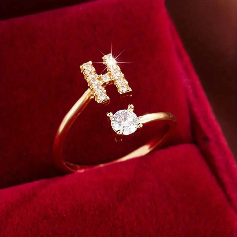 18k Dainty Initial Ring