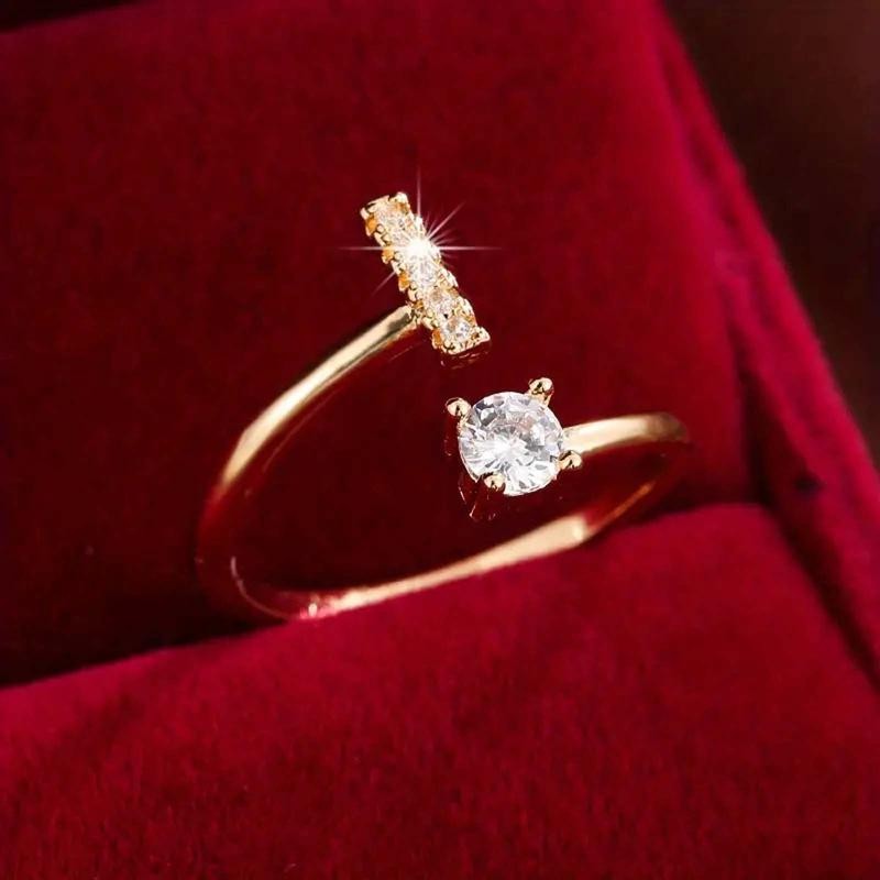 18k Dainty Initial Ring