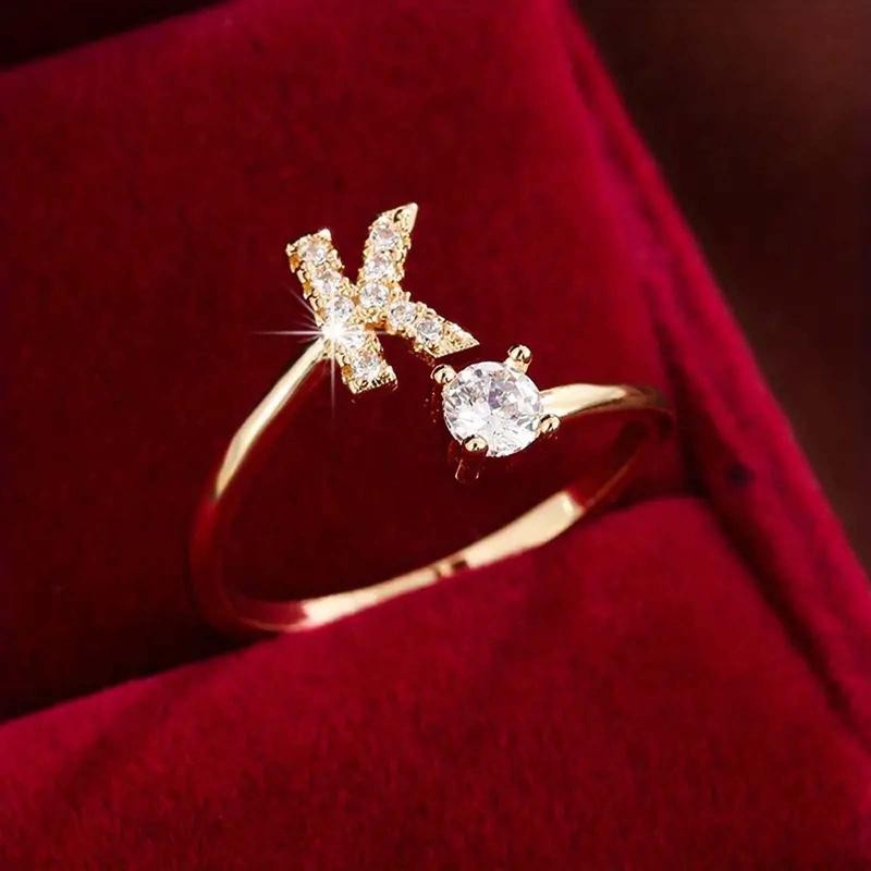 18k Dainty Initial Ring