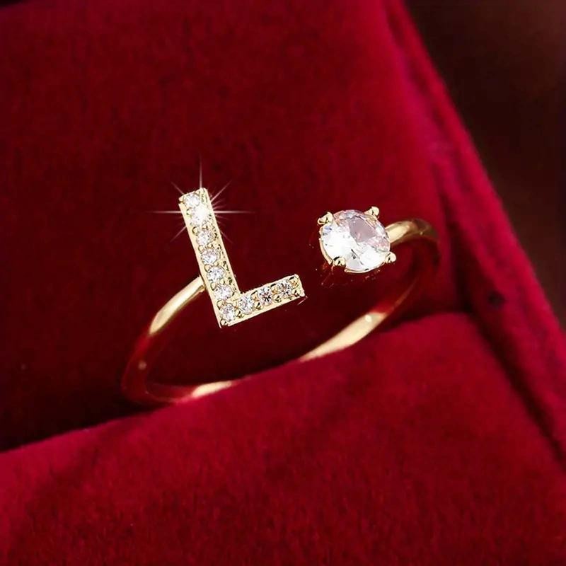 18k Dainty Initial Ring