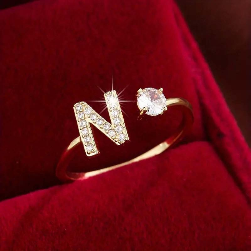 18k Dainty Initial Ring