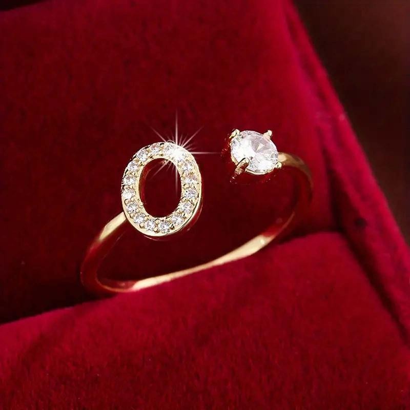 18k Dainty Initial Ring