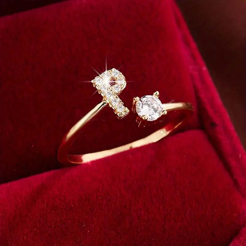 18k Dainty Initial Ring