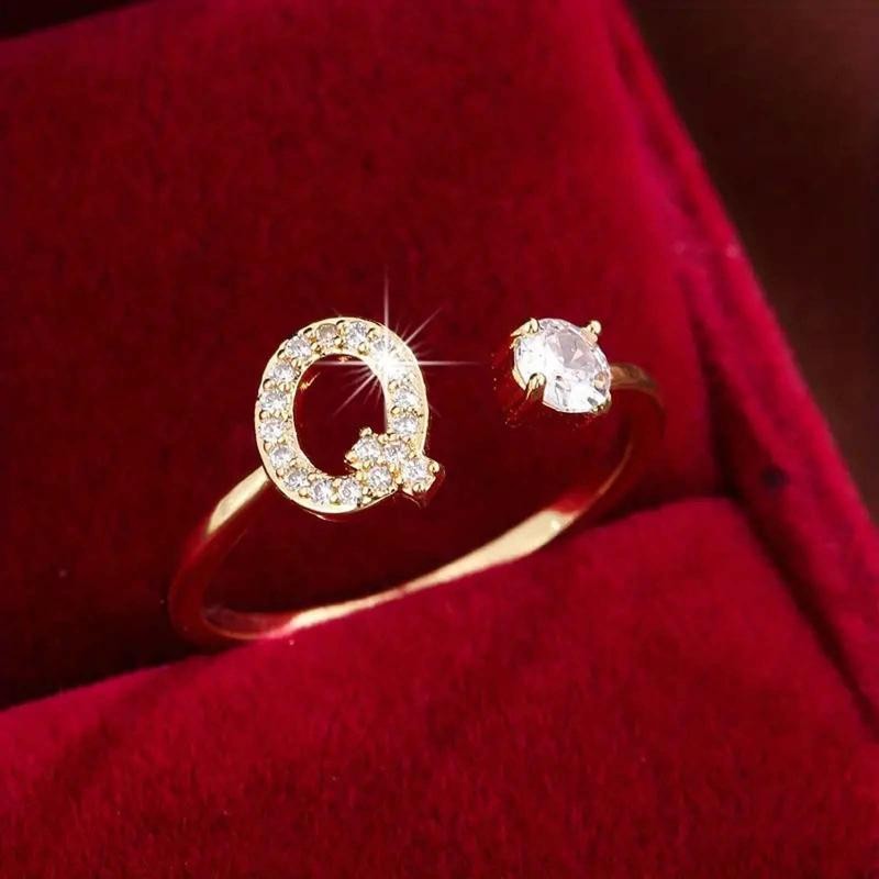18k Dainty Initial Ring