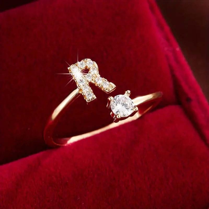18k Dainty Initial Ring