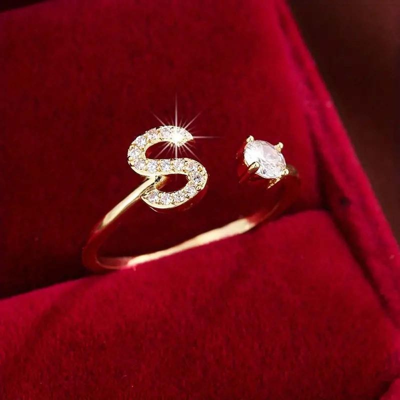 18k Dainty Initial Ring