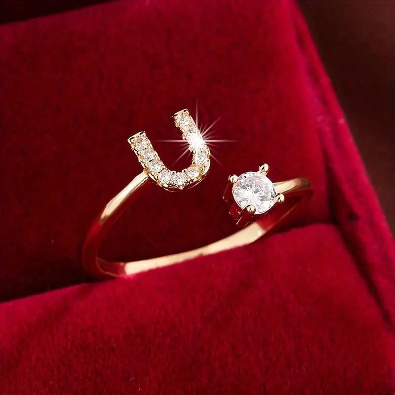 18k Dainty Initial Ring