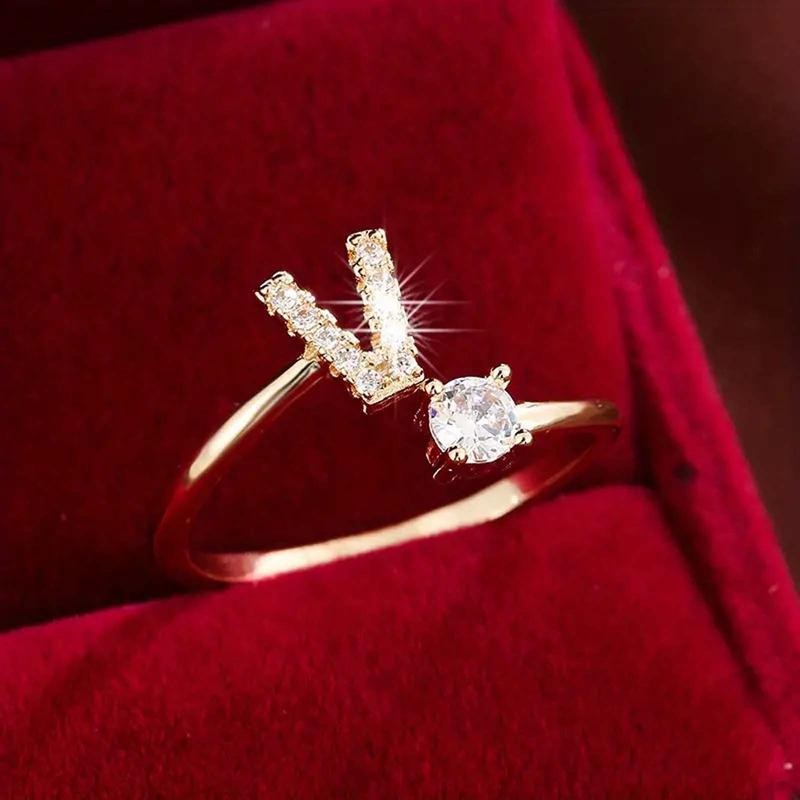 18k Dainty Initial Ring