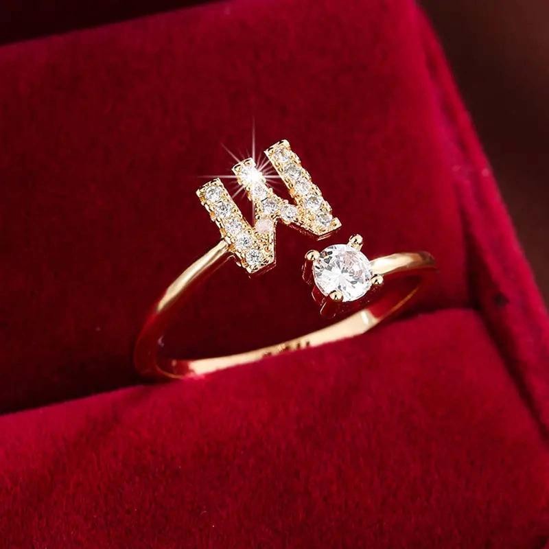 18k Dainty Initial Ring
