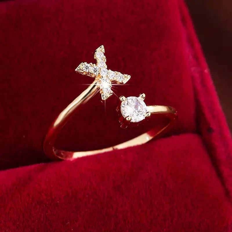 18k Dainty Initial Ring