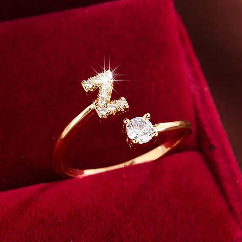 18k Dainty Initial Ring