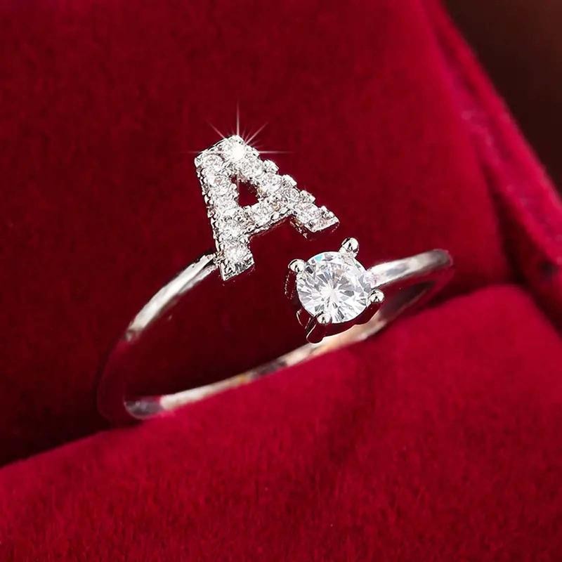 18k Dainty Initial Ring