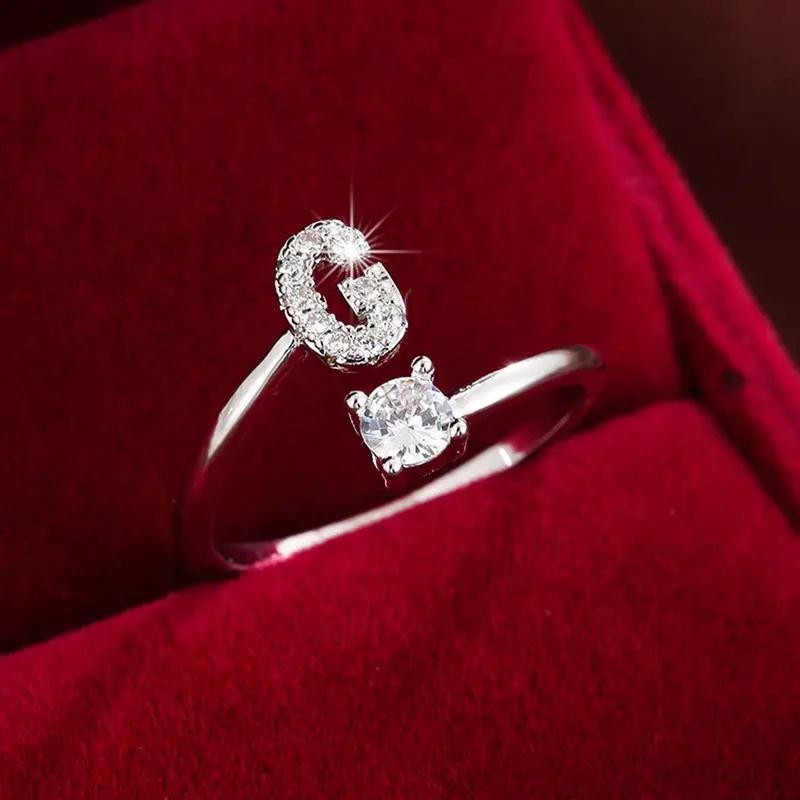 18k Dainty Initial Ring