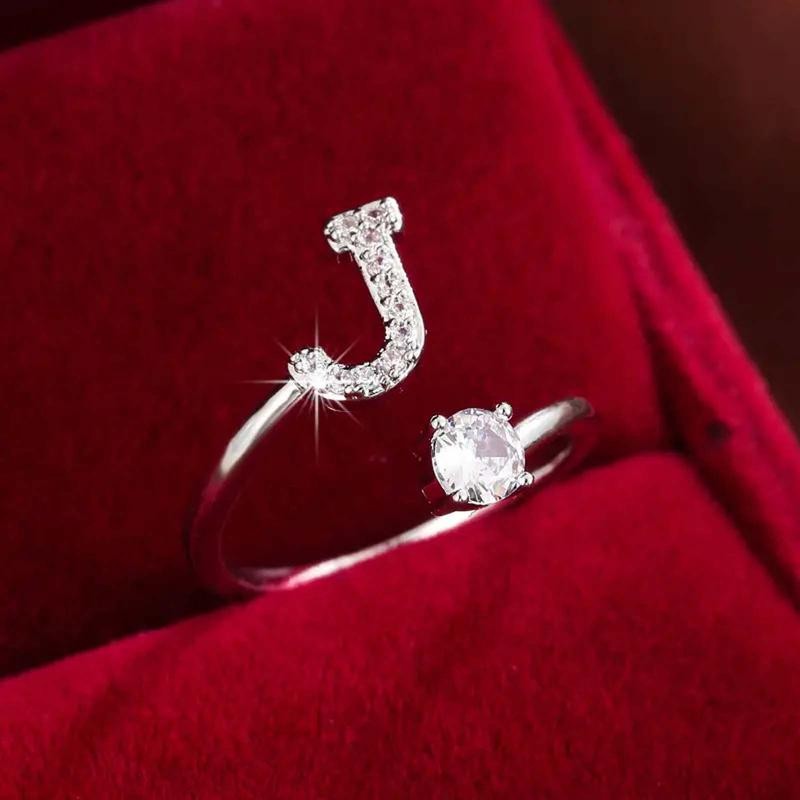 18k Dainty Initial Ring