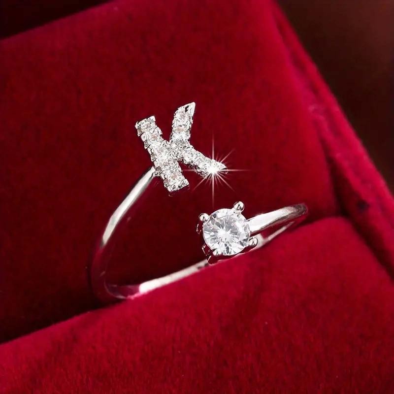 18k Dainty Initial Ring