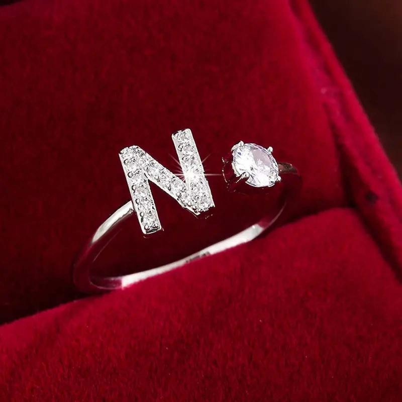 18k Dainty Initial Ring