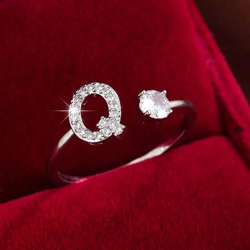 18k Dainty Initial Ring