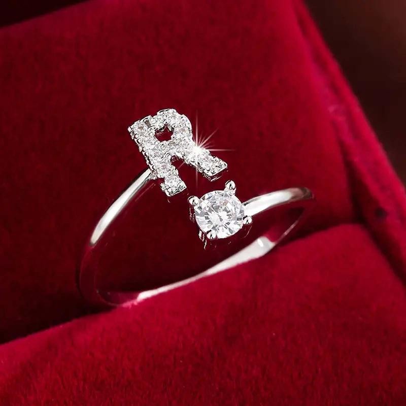 18k Dainty Initial Ring