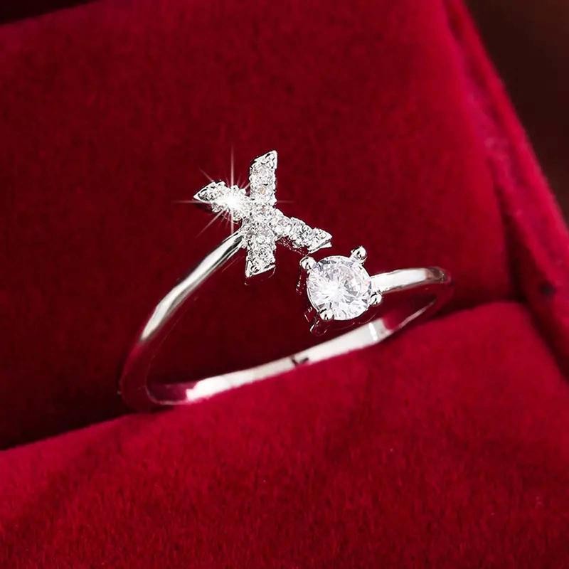18k Dainty Initial Ring