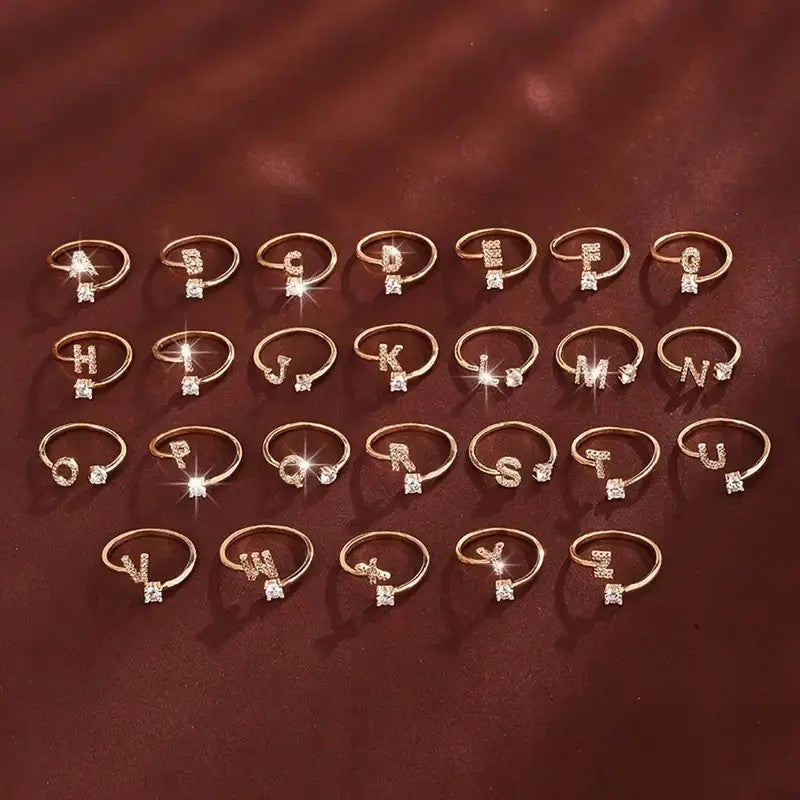 18k Dainty Initial Ring
