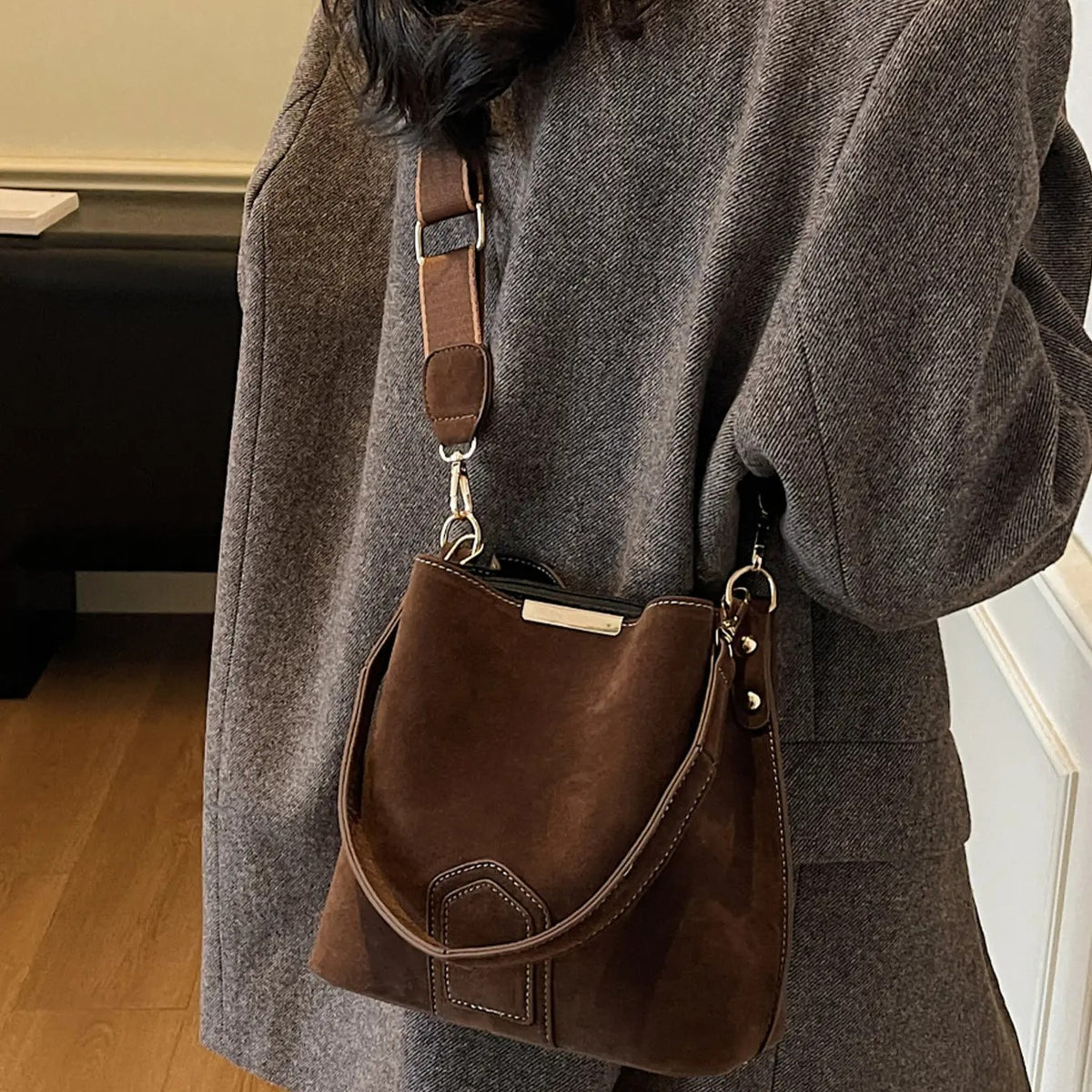 Elegant Suede Crossbody Bag
