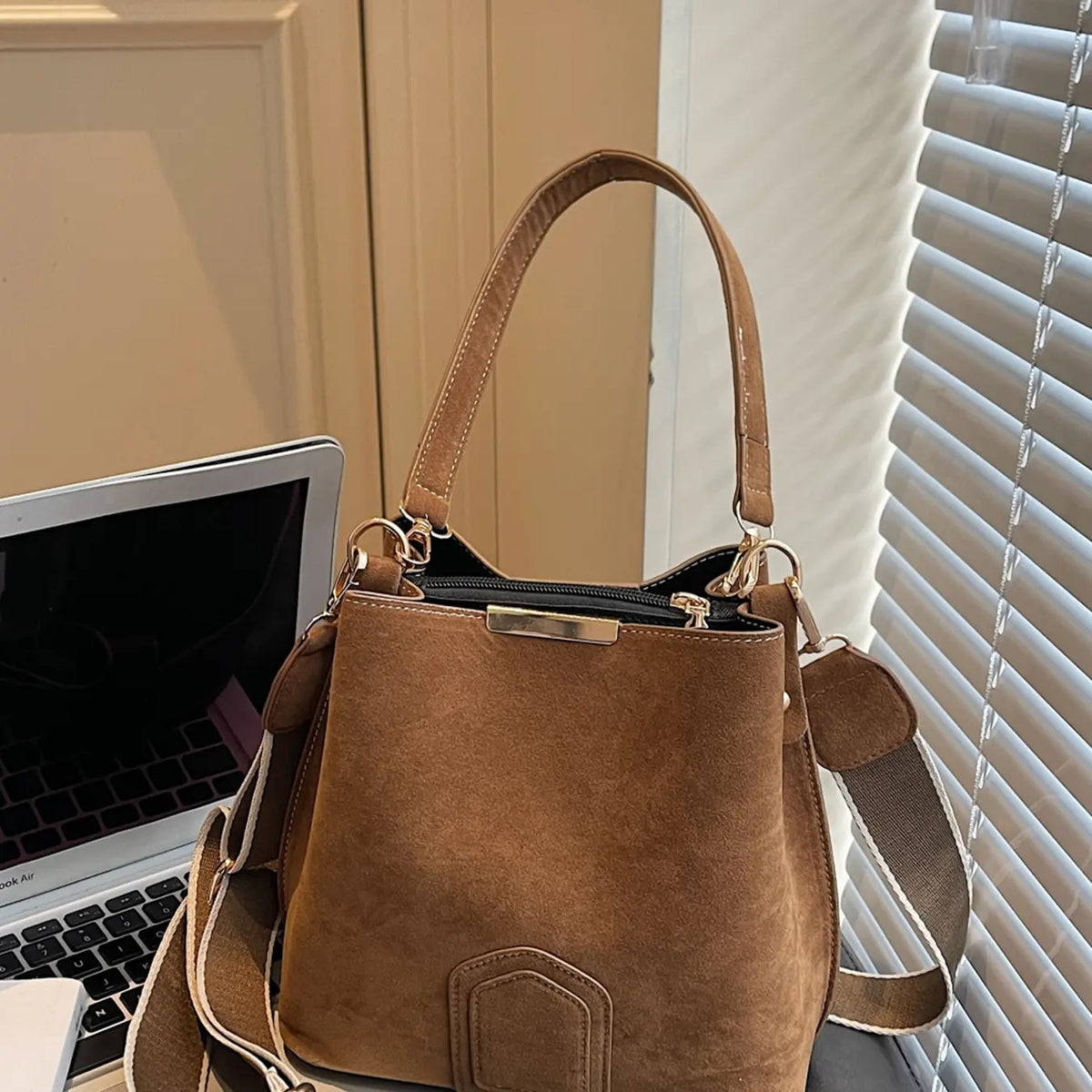 Elegant Suede Crossbody Bag