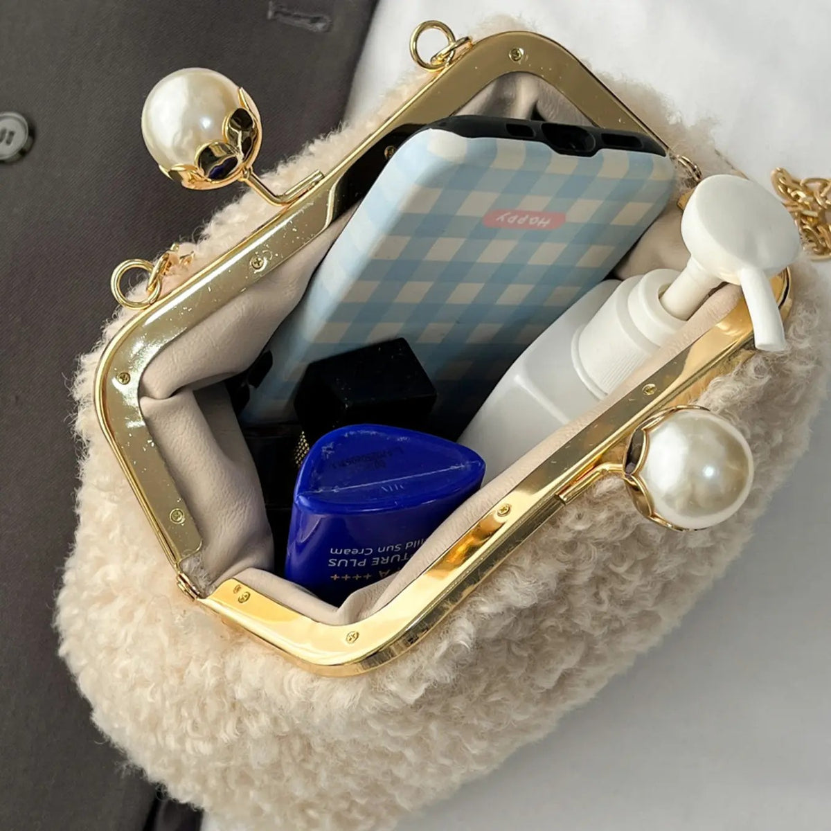 Plush Pearl Crossbody Bag