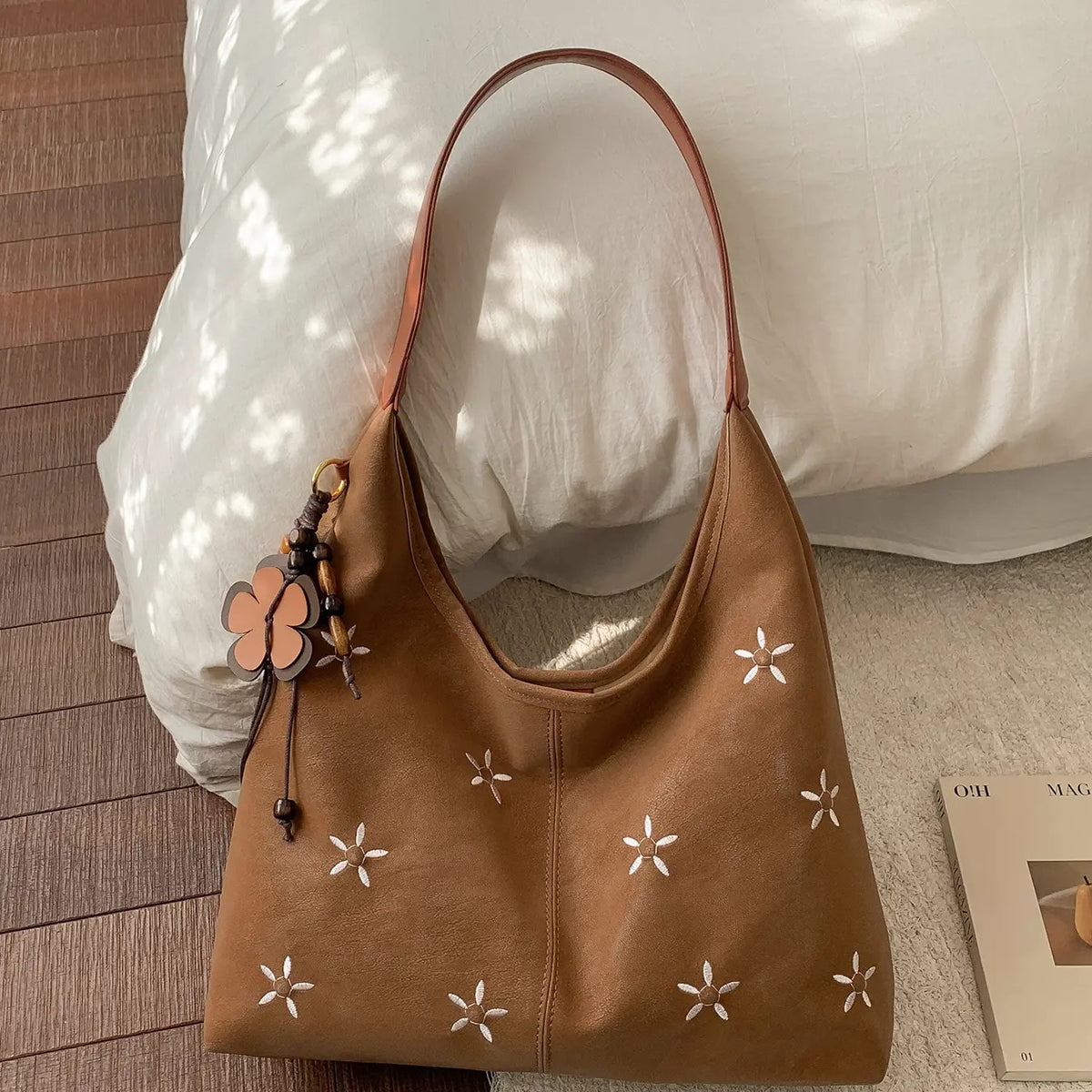 Floral Embroidered Shoulder Bag