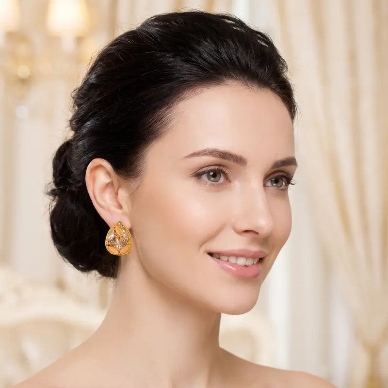 Vintage Champagne Crystal Drop Earrings