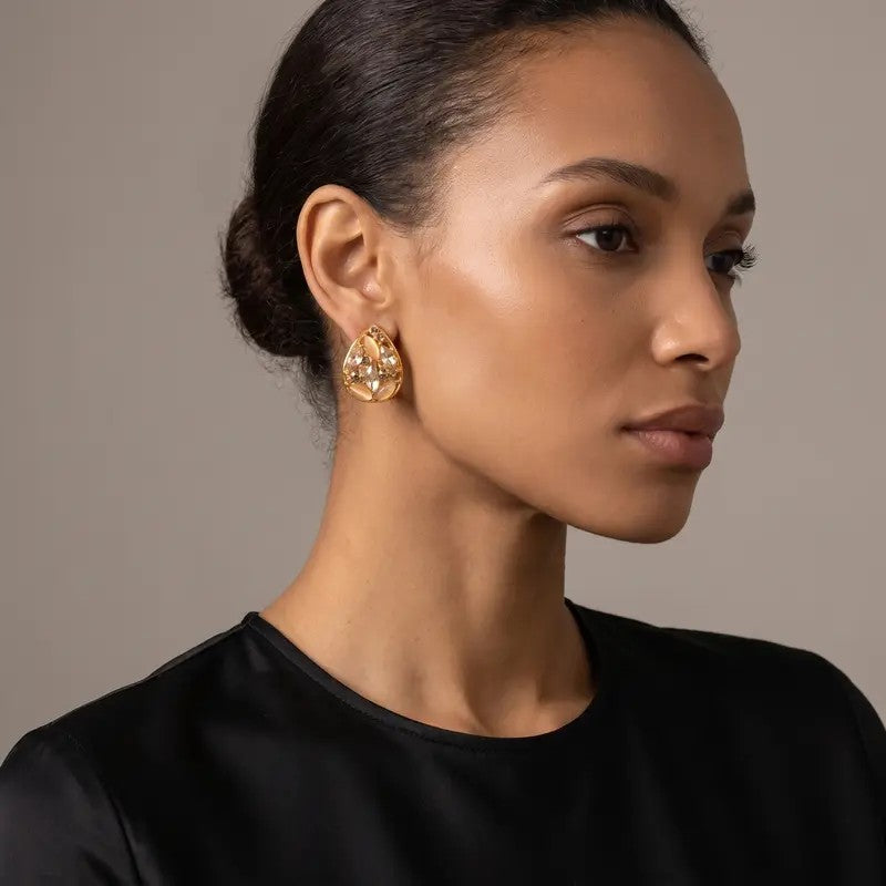 Vintage Champagne Crystal Drop Earrings