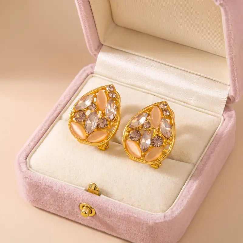 Vintage Champagne Crystal Drop Earrings