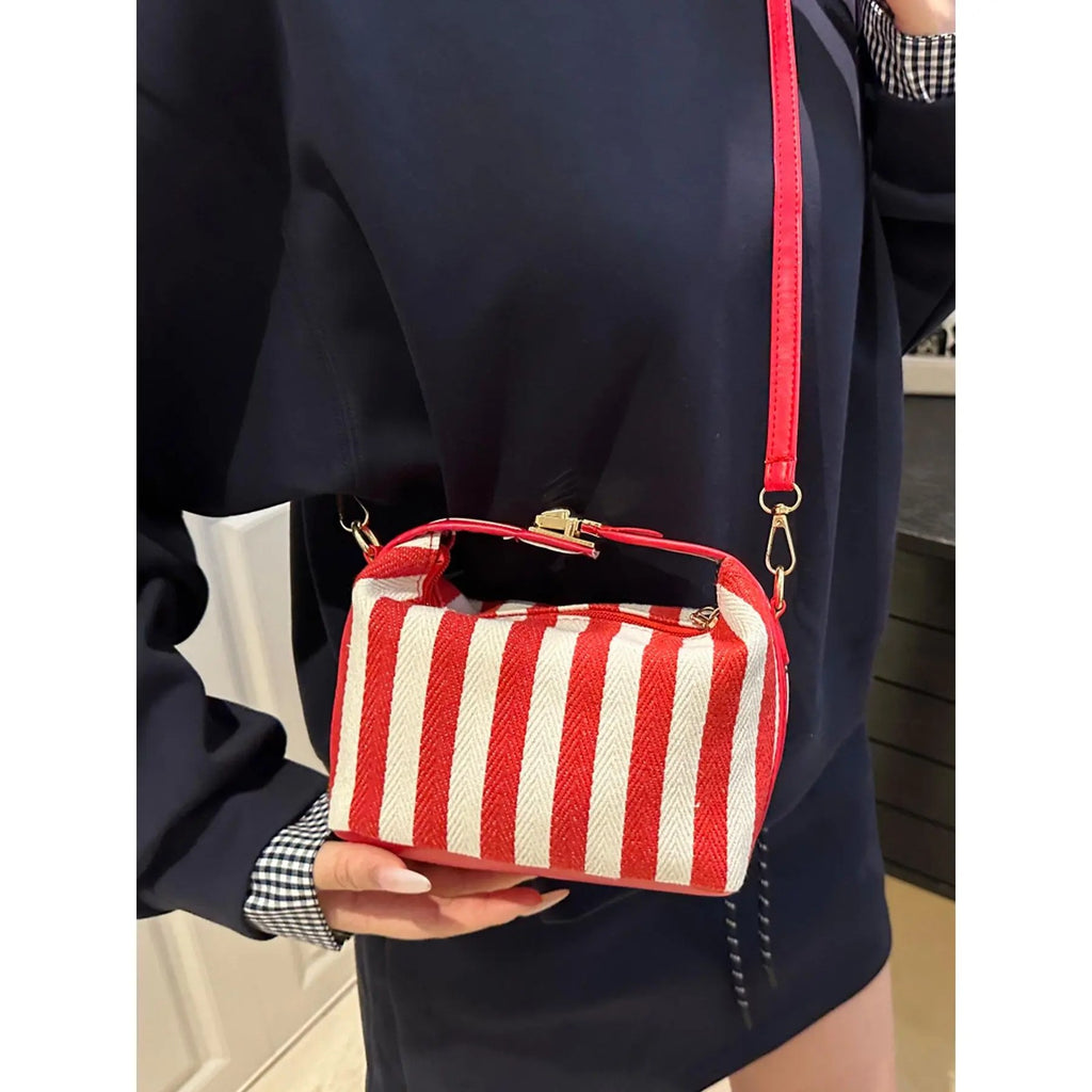 Striped Fabric Box Bag