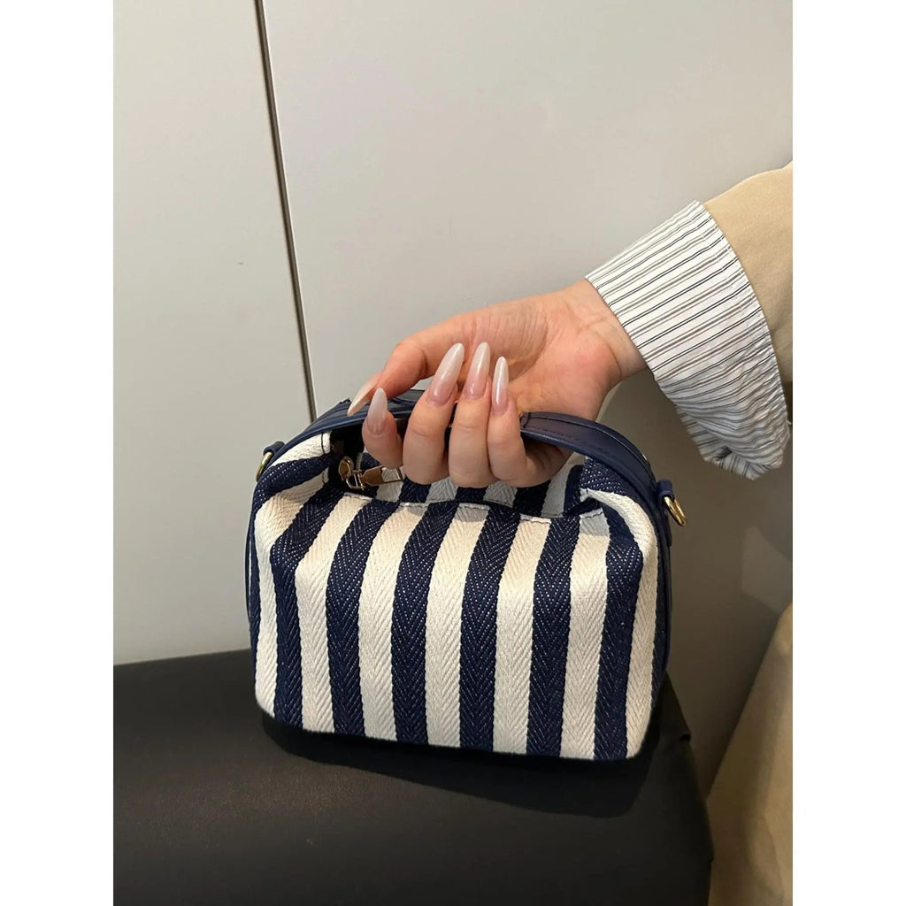 Striped Fabric Box Bag