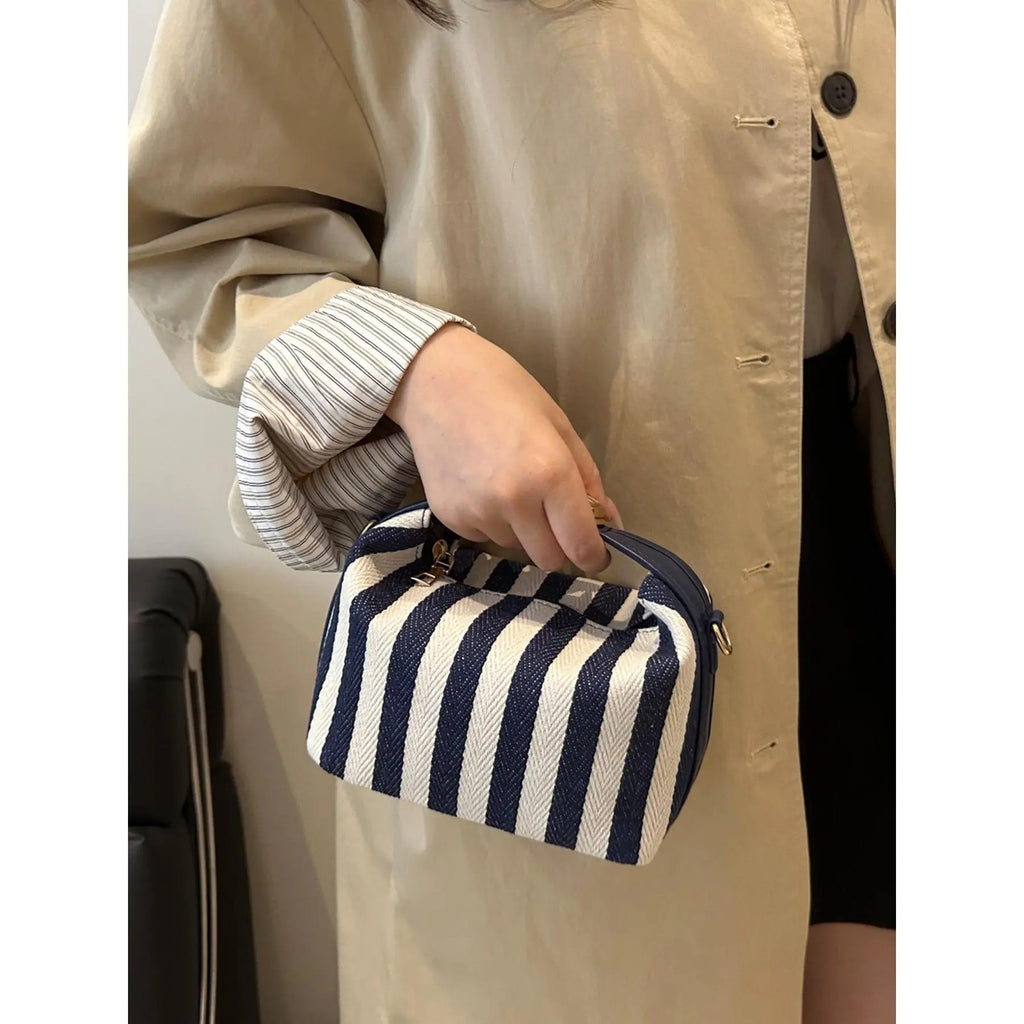 Striped Fabric Box Bag