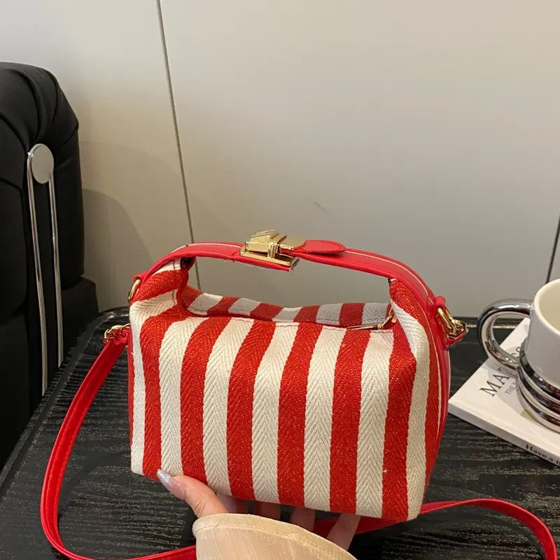 Striped Fabric Box Bag