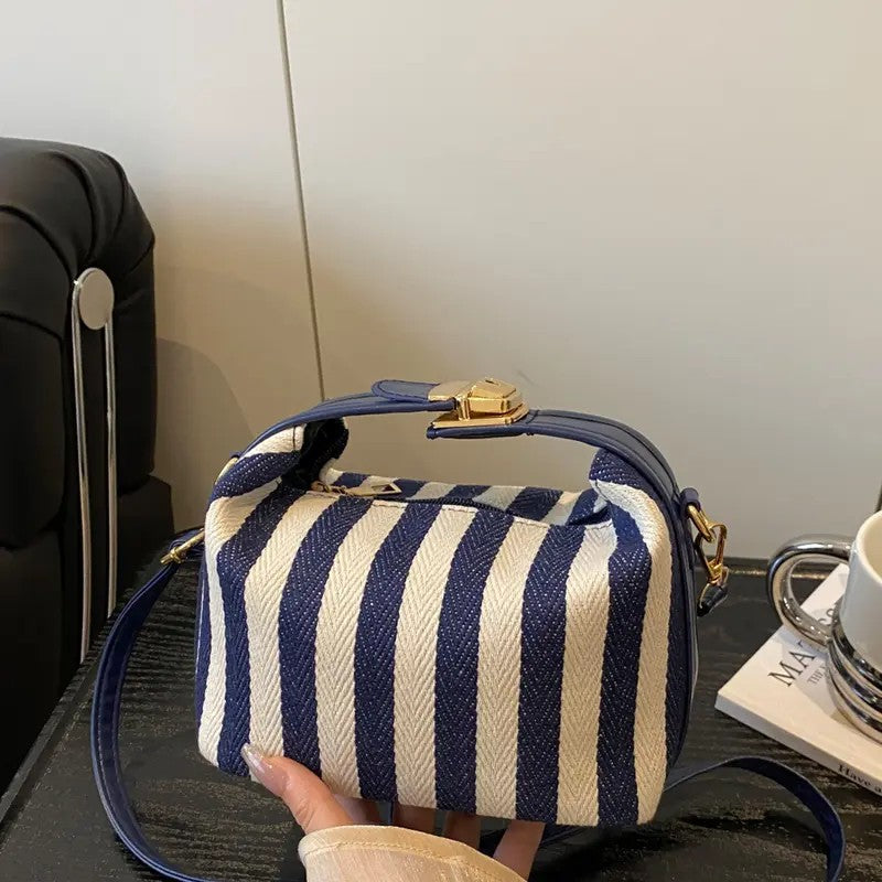 Striped Fabric Box Bag