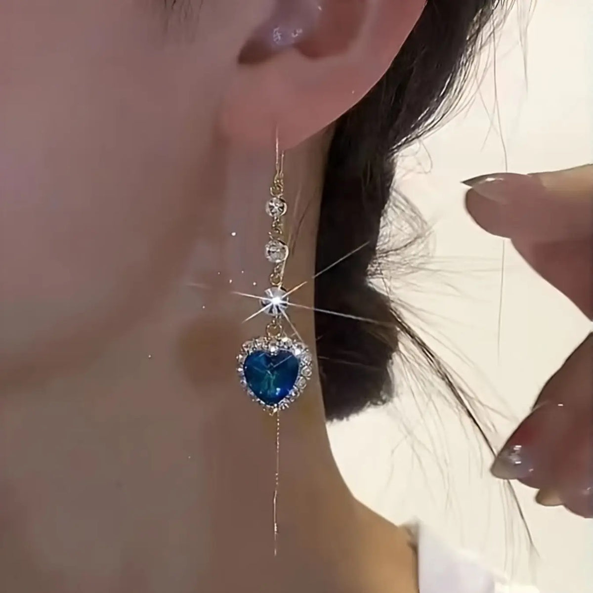 Iridescent Heart Chain Earrings